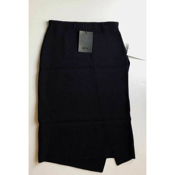 RVN Basic Flat Jacquard Slit Asymmetrical Skirt - Picture 6 of 8